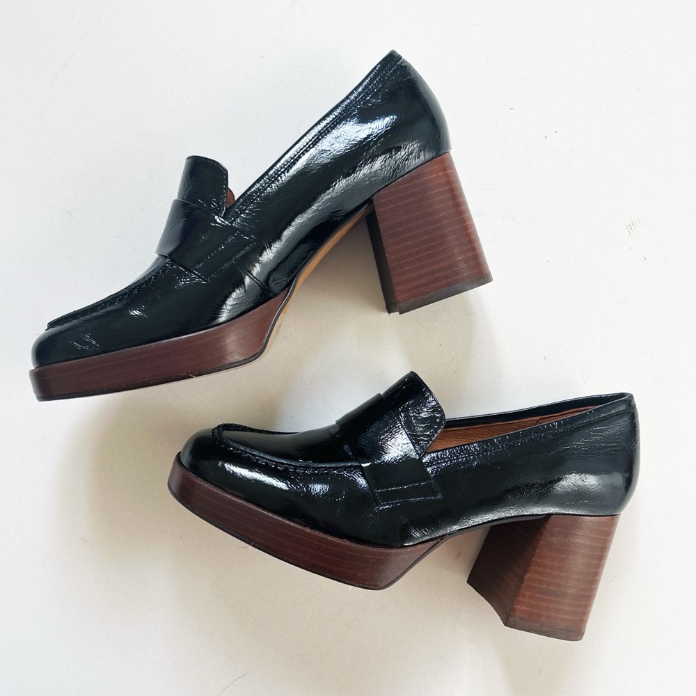 NWOB Angel Alarcon Gadea Genuine Patent Leather Block Heel Loafers - Picture 3 of 7